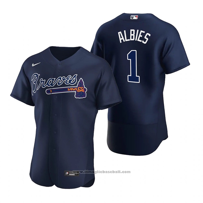 Maglia Baseball Uomo Atlanta Braves Ozzie Albies Autentico 2020 Alternato Blu